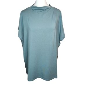 Eileen Fisher Blue Large Tencel funnel neck top